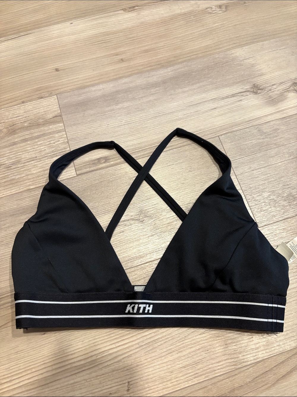 Kith Black Logo Sports Bralette with White Stripes